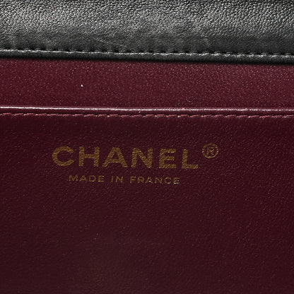 CHANEL Lambskin Matelasse Full Flap 19cm Turn Lock Chain Shoulder BlackGold-Tone Hardware, Pre-Owned