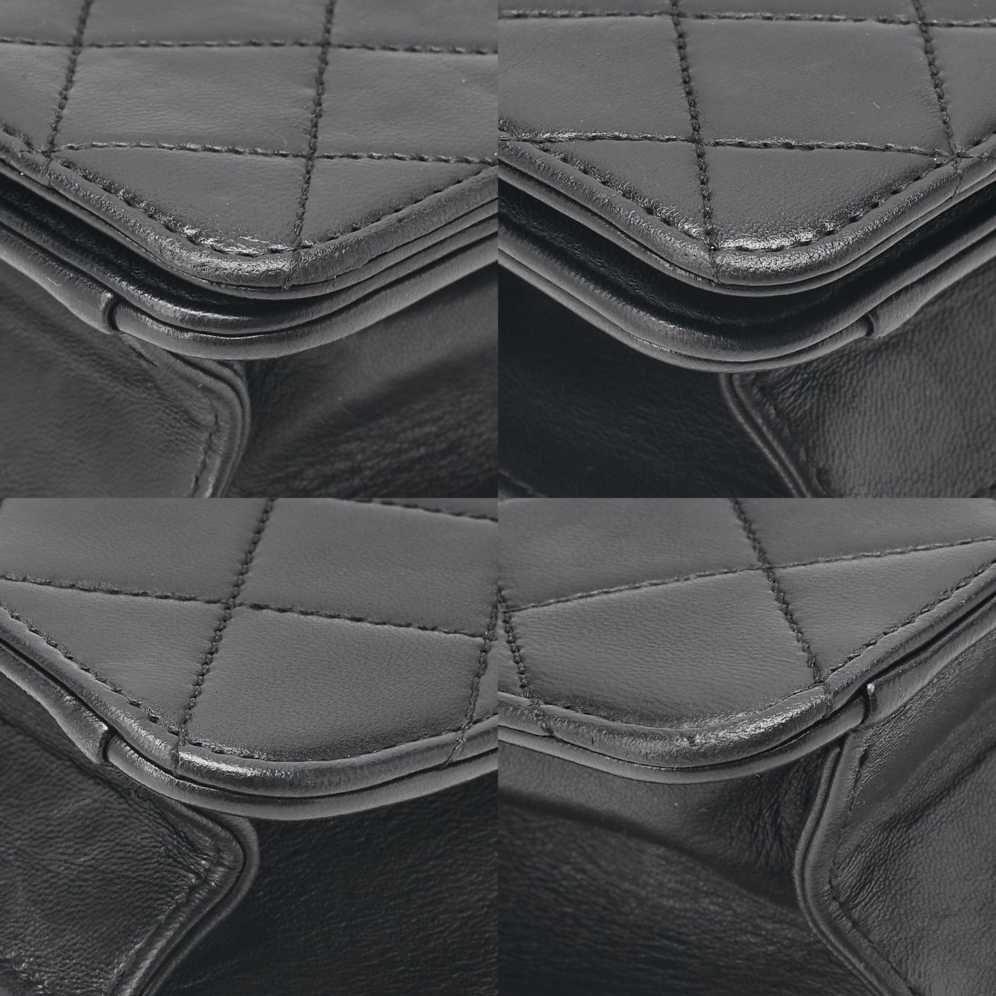 CHANEL Lambskin Matelasse Full Flap 19cm Turn Lock Chain Shoulder BlackGold-Tone Hardware, Pre-Owned
