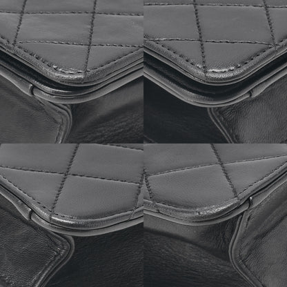 CHANEL Lambskin Matelasse Full Flap 19cm Turn Lock Chain Shoulder BlackGold-Tone Hardware, Pre-Owned