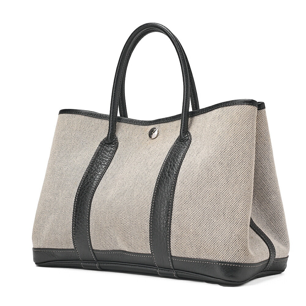 Hermes Hermes Garden Party TPM Borduc Ribbon 2006 Limited Handbag Toile Ash Clay x Black Silver-Tone Hardware, Pre-Owned