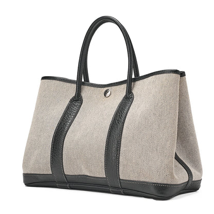 Hermes Hermes Garden Party TPM Borduc Ribbon 2006 Limited Handbag Toile Ash Clay x Black Silver-Tone Hardware, Pre-Owned