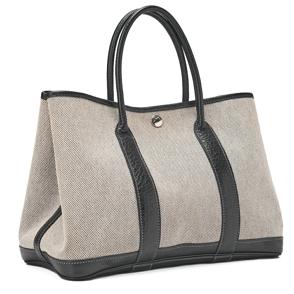 Hermes Hermes Garden Party TPM Borduc Ribbon 2006 Limited Handbag Toile Ash Clay x Black Silver-Tone Hardware, Pre-Owned