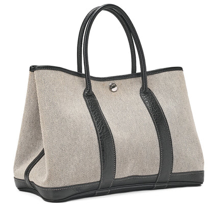 Hermes Hermes Garden Party TPM Borduc Ribbon 2006 Limited Handbag Toile Ash Clay x Black Silver-Tone Hardware, Pre-Owned