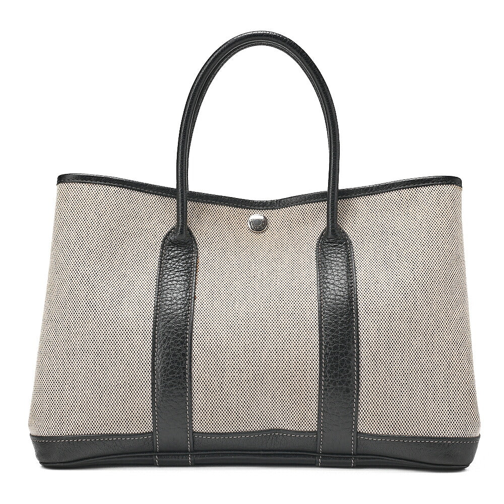 Hermes Hermes Garden Party TPM Borduc Ribbon 2006 Limited Handbag Toile Ash Clay x Black Silver-Tone Hardware, Pre-Owned
