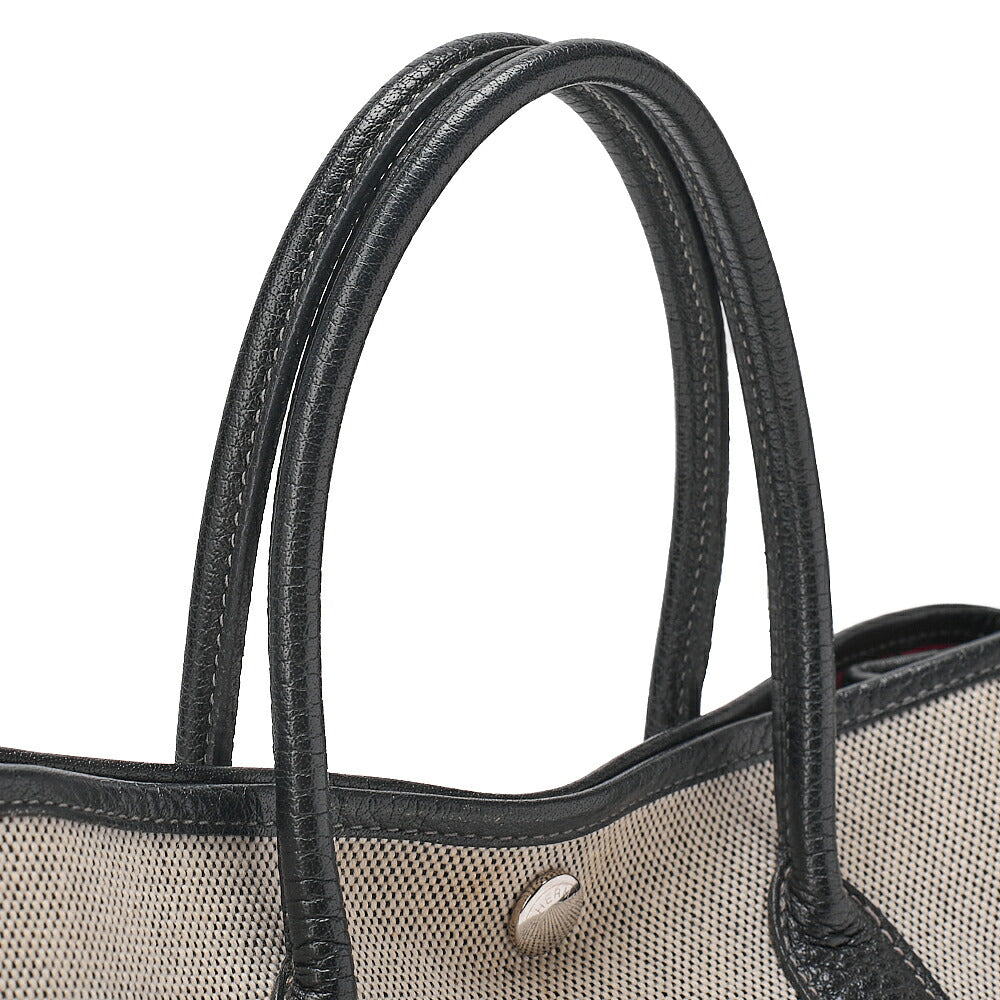 Hermes Hermes Garden Party TPM Borduc Ribbon 2006 Limited Handbag Toile Ash Clay x Black Silver-Tone Hardware, Pre-Owned