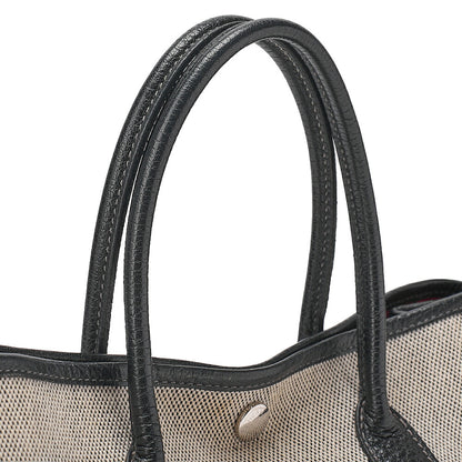 Hermes Hermes Garden Party TPM Borduc Ribbon 2006 Limited Handbag Toile Ash Clay x Black Silver-Tone Hardware, Pre-Owned