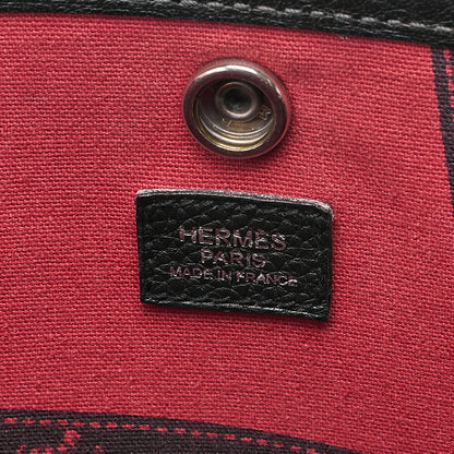 Hermes Hermes Garden Party TPM Borduc Ribbon 2006 Limited Handbag Toile Ash Clay x Black Silver-Tone Hardware, Pre-Owned