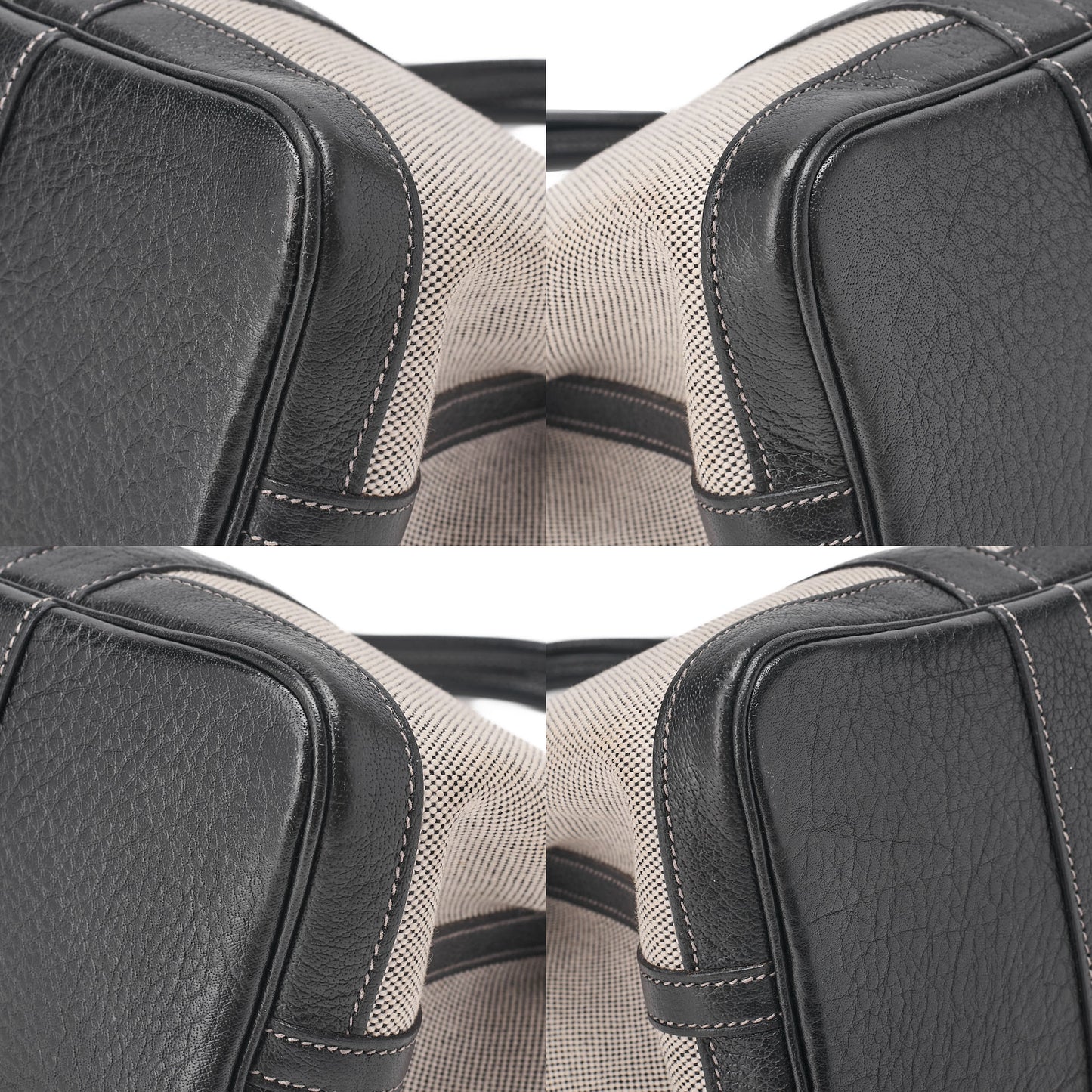 Hermes Hermes Garden Party TPM Borduc Ribbon 2006 Limited Handbag Toile Ash Clay x Black Silver-Tone Hardware, Pre-Owned
