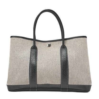 Hermes Hermes Garden Party TPM Borduc Ribbon 2006 Limited Handbag Toile Ash Clay x Black Silver-Tone Hardware, Pre-Owned