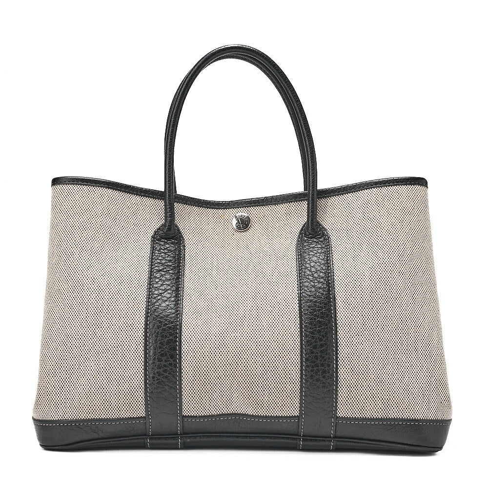 Hermes Hermes Garden Party TPM Borduc Ribbon 2006 Limited Handbag Toile Ash Clay x Black Silver-Tone Hardware, Pre-Owned