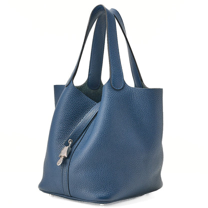 Hermes Hermes Picotan Lock MM Handbag Taurillon Clemence Corvert Silver-Tone Hardware, Pre-Owned