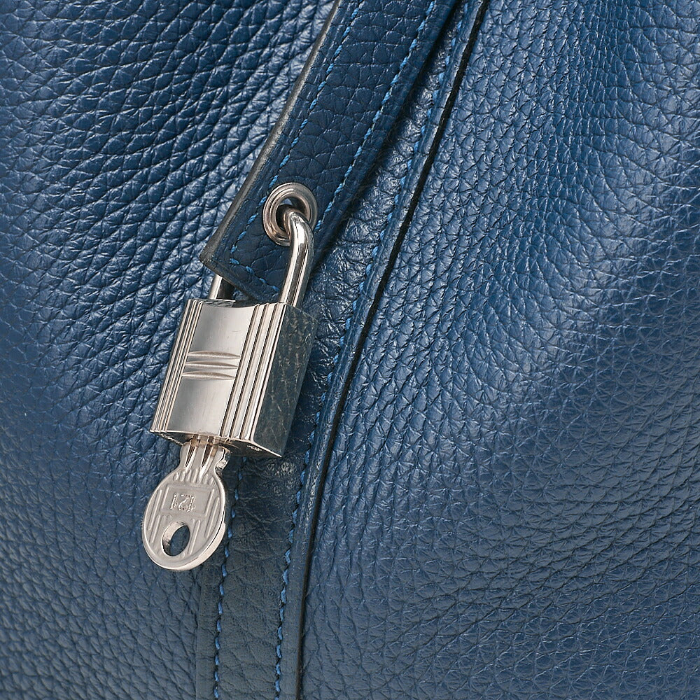 Hermes Hermes Picotan Lock MM Handbag Taurillon Clemence Corvert Silver-Tone Hardware, Pre-Owned
