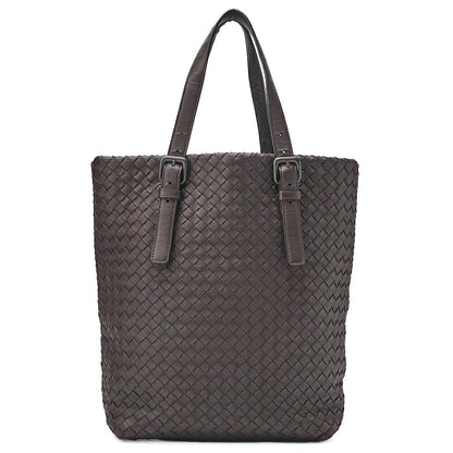 BOTTEGA VENETA Bottega Lambskin Intrecciato Tote Bag Dark Brown Black-Tone Hardware, Pre-Owned