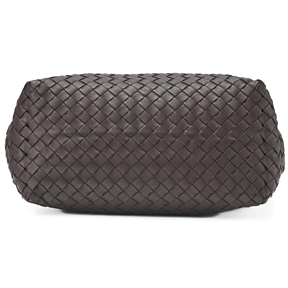 BOTTEGA VENETA Bottega Lambskin Intrecciato Tote Bag Dark Brown Black-Tone Hardware, Pre-Owned