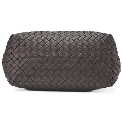 BOTTEGA VENETA Bottega Lambskin Intrecciato Tote Bag Dark Brown Black-Tone Hardware, Pre-Owned