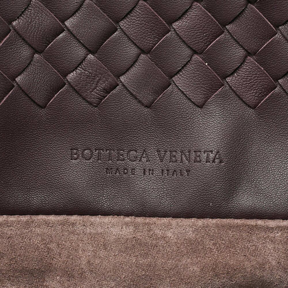 BOTTEGA VENETA Bottega Lambskin Intrecciato Tote Bag Dark Brown Black-Tone Hardware, Pre-Owned