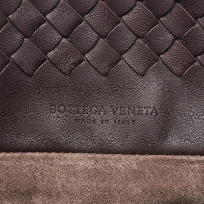 BOTTEGA VENETA Bottega Lambskin Intrecciato Tote Bag Dark Brown Black-Tone Hardware, Pre-Owned