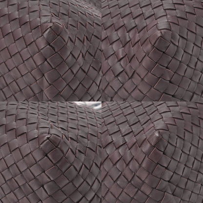 BOTTEGA VENETA Bottega Lambskin Intrecciato Tote Bag Dark Brown Black-Tone Hardware, Pre-Owned