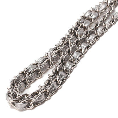 CHANEL Lambskin Matelasse Kiss Clasp Chain Shoulder Silver Silver-Tone Hardware, Pre-Owned