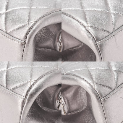 CHANEL Lambskin Matelasse Kiss Clasp Chain Shoulder Silver Silver-Tone Hardware, Pre-Owned