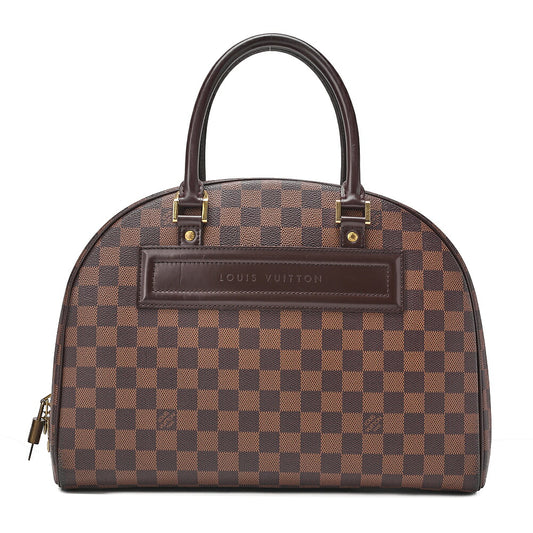 LOUIS VUITTON Louis Vuitton Damier Norita Handbag N41455 Brown Gold-Tone Hardware, Pre-Owned