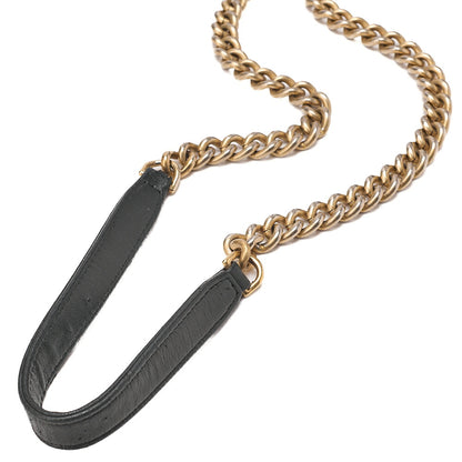 CHANEL Lambskin V-Stitch 2-way Chain Shoulder Black Gold-Tone Hardware, Pre-Owned