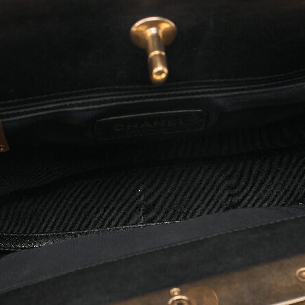 CHANEL Lambskin V-Stitch 2-way Chain Shoulder Black Gold-Tone Hardware, Pre-Owned
