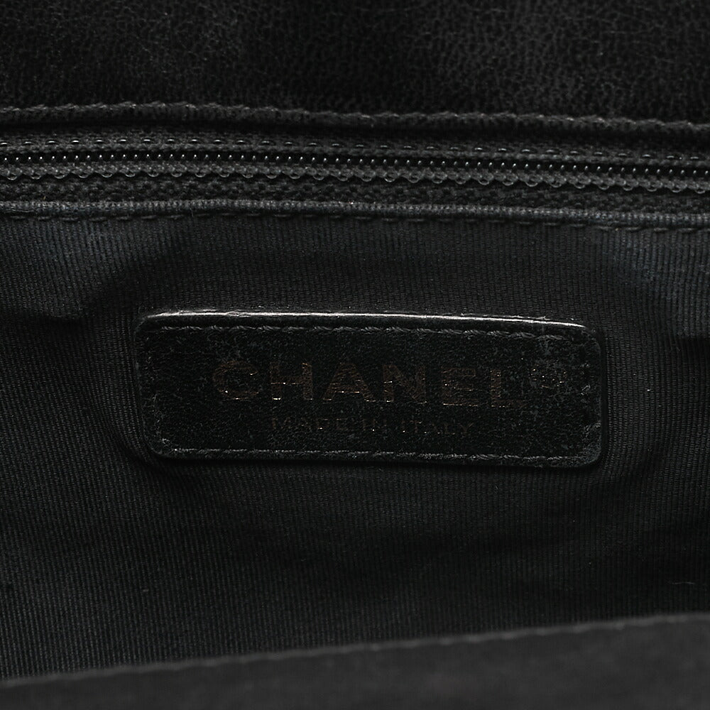CHANEL Lambskin V-Stitch 2-way Chain Shoulder Black Gold-Tone Hardware, Pre-Owned
