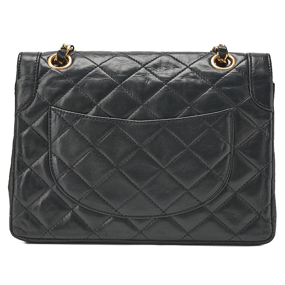CHANEL Lambskin Matelasse Paris Limited 22cm Double Flap Shoulder Bag Black Gold-Tone Hardware, Pre-Owned
