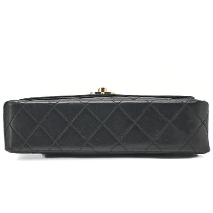 CHANEL Lambskin Matelasse Paris Limited 22cm Double Flap Shoulder Bag Black Gold-Tone Hardware, Pre-Owned