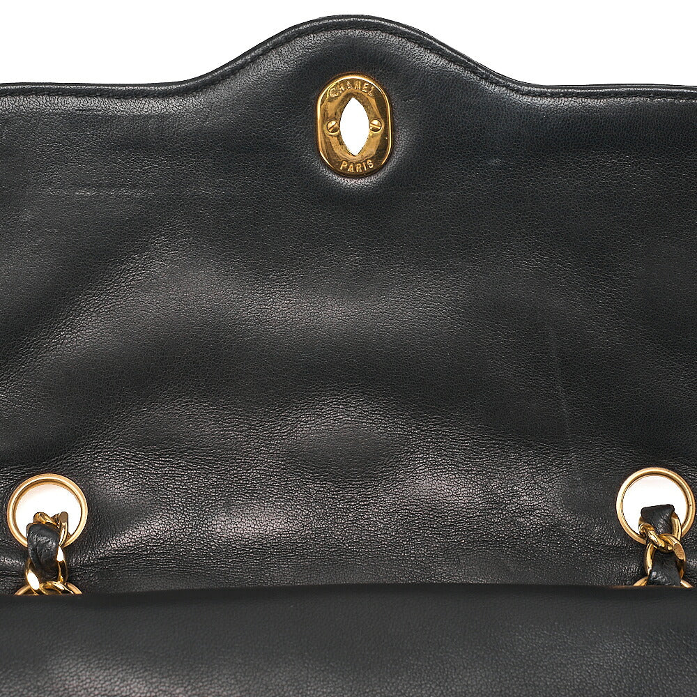 CHANEL Lambskin Matelasse Paris Limited 22cm Double Flap Shoulder Bag Black Gold-Tone Hardware, Pre-Owned