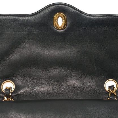 CHANEL Lambskin Matelasse Paris Limited 22cm Double Flap Shoulder Bag Black Gold-Tone Hardware, Pre-Owned