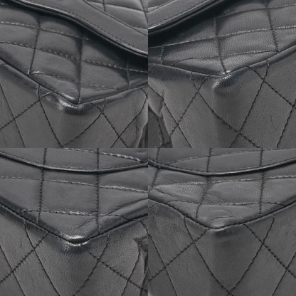 CHANEL Lambskin Matelasse Paris Limited 22cm Double Flap Shoulder Bag Black Gold-Tone Hardware, Pre-Owned