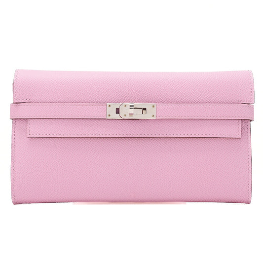 Hermes Hermes Kelly Wallet Bi-fold Long Wallet Epson Mauv Silvestre ｘ Jaune de Napoule Silver-Tone Hardware, Pre-Owned