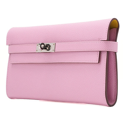 Hermes Hermes Kelly Wallet Bi-fold Long Wallet Epson Mauv Silvestre ｘ Jaune de Napoule Silver-Tone Hardware, Pre-Owned