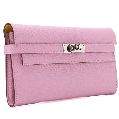 Hermes Hermes Kelly Wallet Bi-fold Long Wallet Epson Mauv Silvestre ｘ Jaune de Napoule Silver-Tone Hardware, Pre-Owned