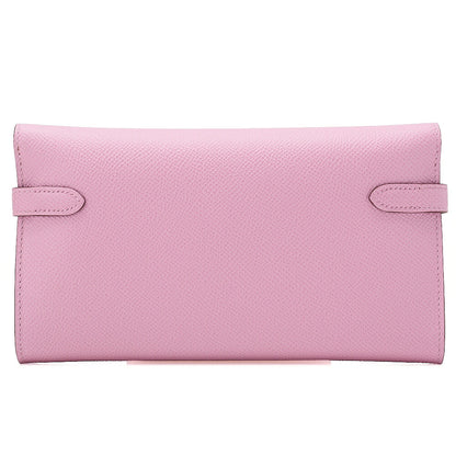 Hermes Hermes Kelly Wallet Bi-fold Long Wallet Epson Mauv Silvestre ｘ Jaune de Napoule Silver-Tone Hardware, Pre-Owned