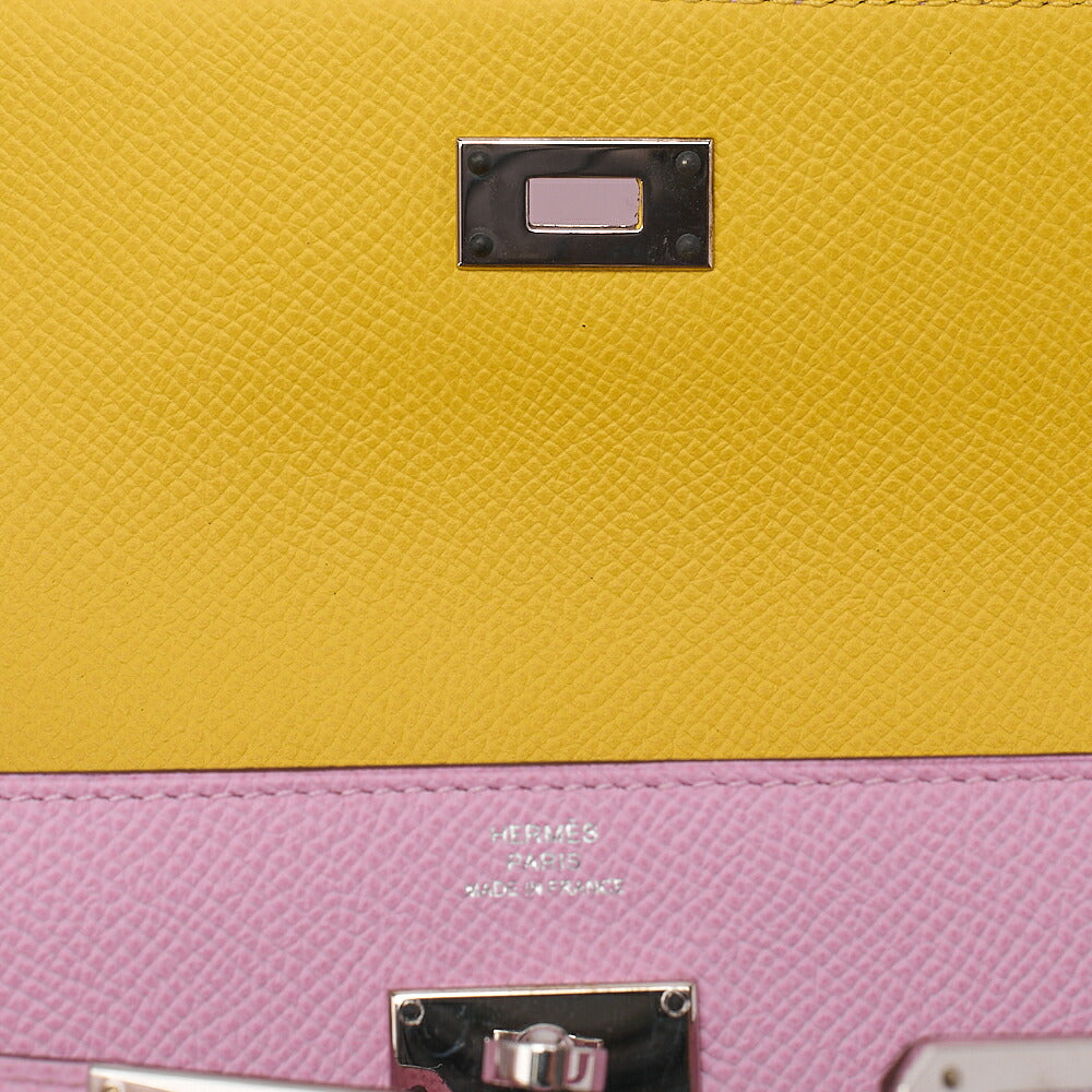 Hermes Hermes Kelly Wallet Bi-fold Long Wallet Epson Mauv Silvestre ｘ Jaune de Napoule Silver-Tone Hardware, Pre-Owned