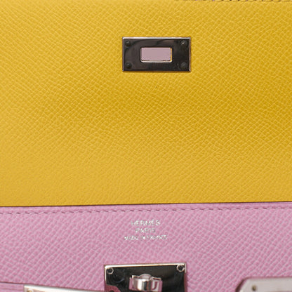 Hermes Hermes Kelly Wallet Bi-fold Long Wallet Epson Mauv Silvestre ｘ Jaune de Napoule Silver-Tone Hardware, Pre-Owned