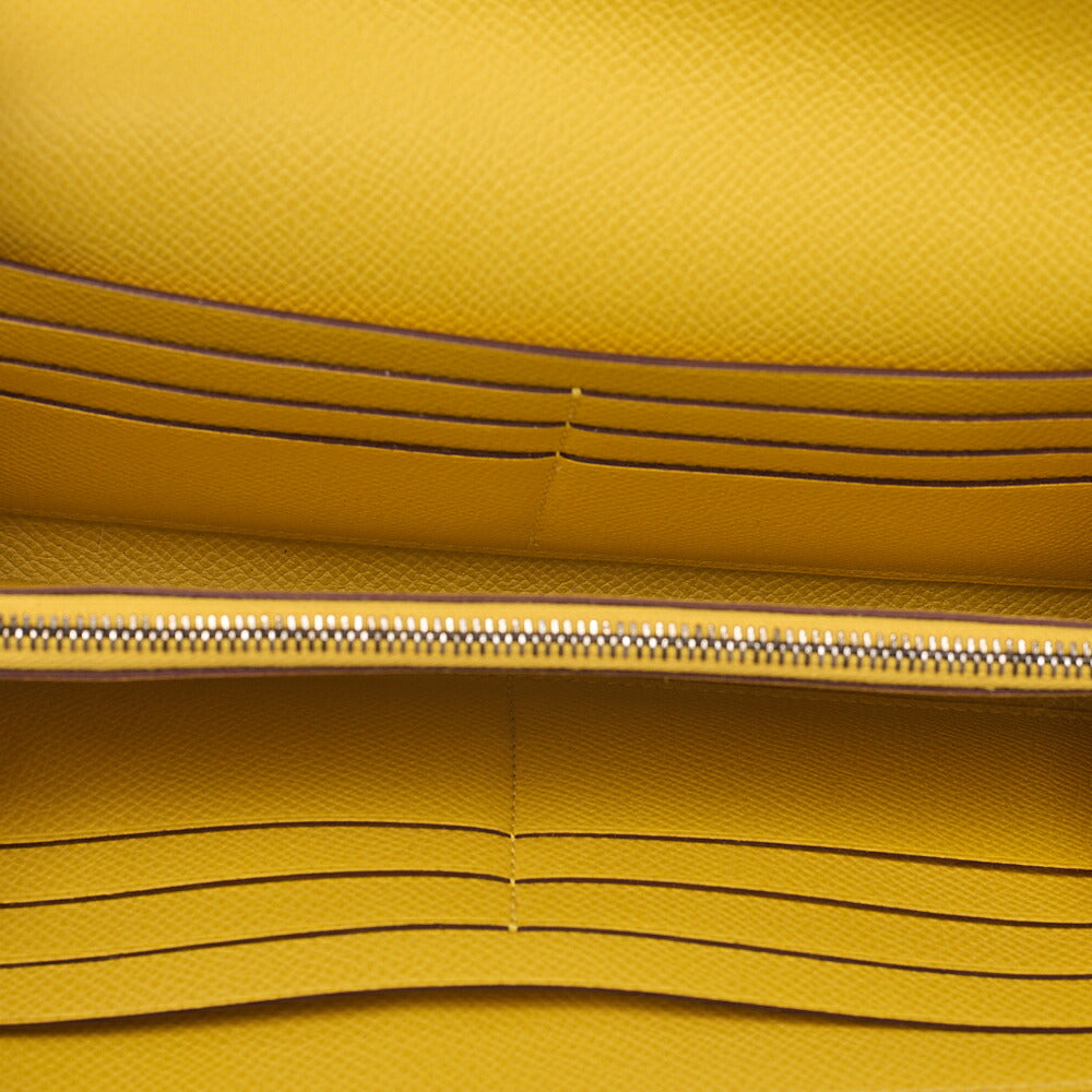 Hermes Hermes Kelly Wallet Bi-fold Long Wallet Epson Mauv Silvestre ｘ Jaune de Napoule Silver-Tone Hardware, Pre-Owned