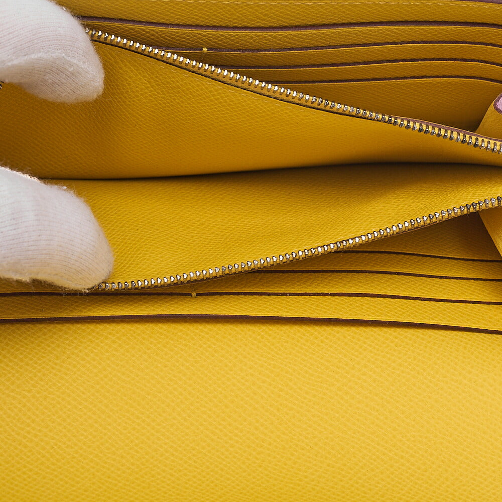 Hermes Hermes Kelly Wallet Bi-fold Long Wallet Epson Mauv Silvestre ｘ Jaune de Napoule Silver-Tone Hardware, Pre-Owned