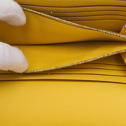 Hermes Hermes Kelly Wallet Bi-fold Long Wallet Epson Mauv Silvestre ｘ Jaune de Napoule Silver-Tone Hardware, Pre-Owned