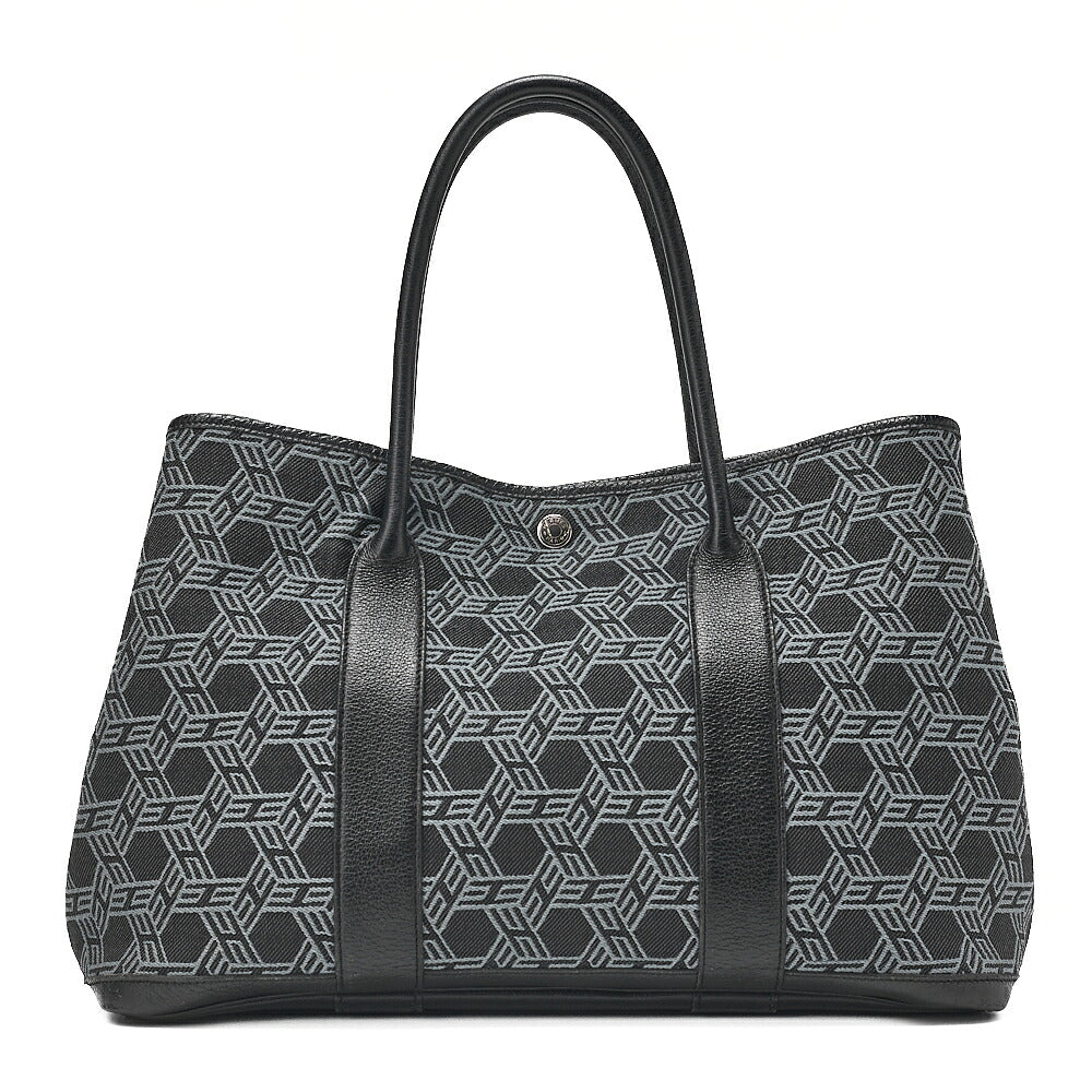 Hermes Hermes Garden Party PM Toile Saw Ash Tote Bag Black x Gray Silver-Tone Hardware, Pre-Owned