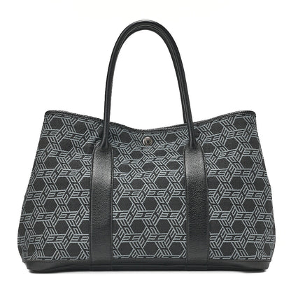 Hermes Hermes Garden Party PM Toile Saw Ash Tote Bag Black x Gray Silver-Tone Hardware, Pre-Owned