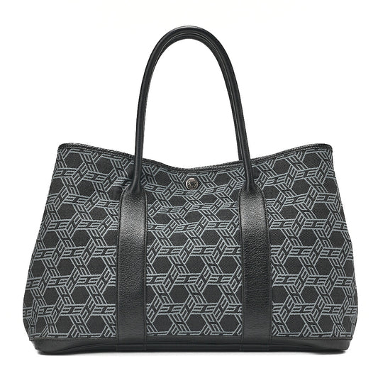 Hermes Hermes Garden Party PM Toile Saw Ash Tote Bag Black x Gray Silver-Tone Hardware, Pre-Owned