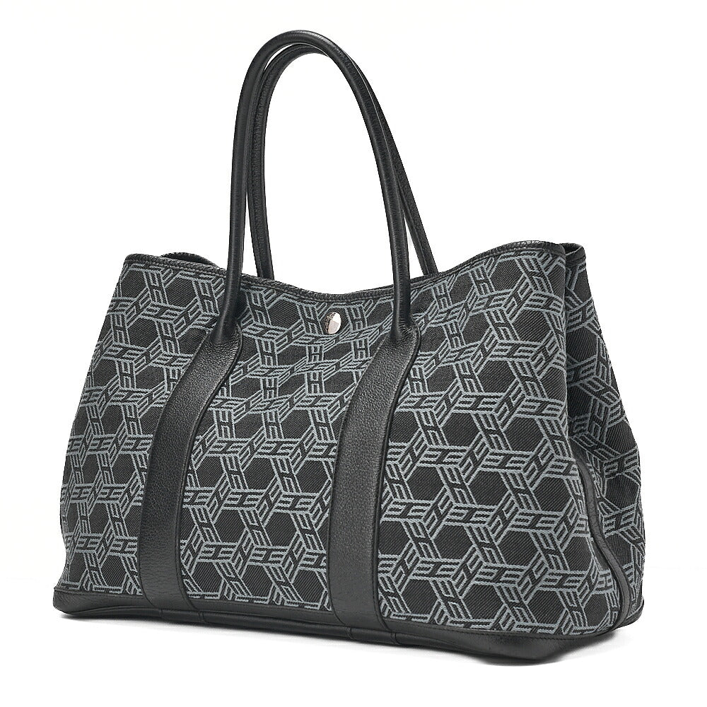 Hermes Hermes Garden Party PM Toile Saw Ash Tote Bag Black x Gray Silver-Tone Hardware, Pre-Owned