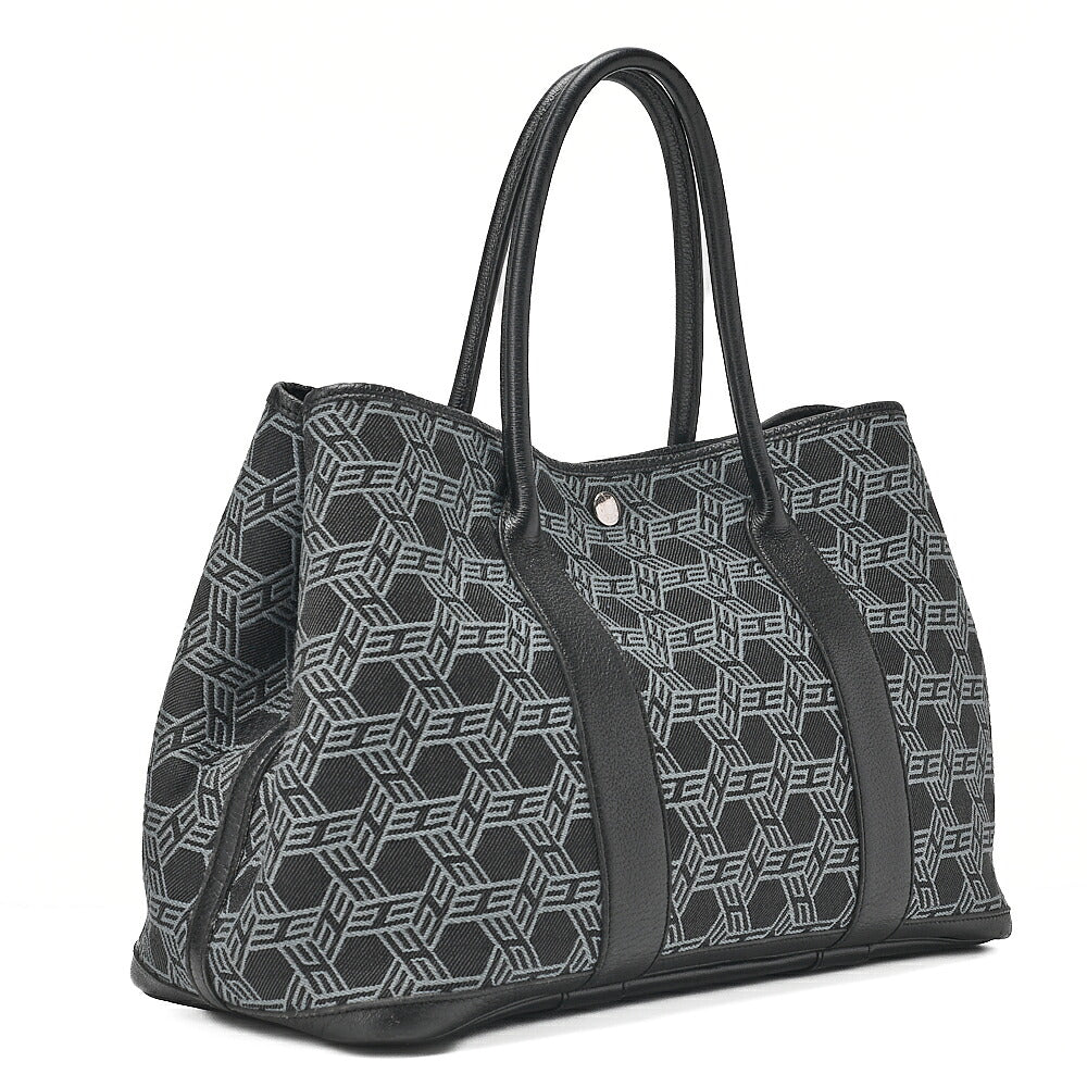 Hermes Hermes Garden Party PM Toile Saw Ash Tote Bag Black x Gray Silver-Tone Hardware, Pre-Owned