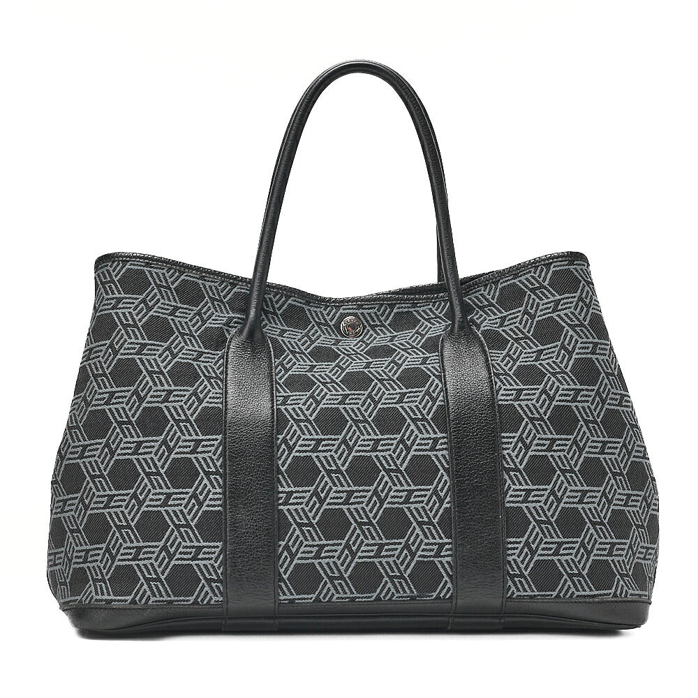 Hermes Hermes Garden Party PM Toile Saw Ash Tote Bag Black x Gray Silver-Tone Hardware, Pre-Owned