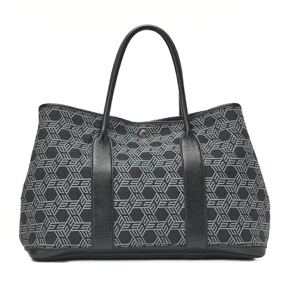 Hermes Hermes Garden Party PM Toile Saw Ash Tote Bag Black x Gray Silver-Tone Hardware, Pre-Owned