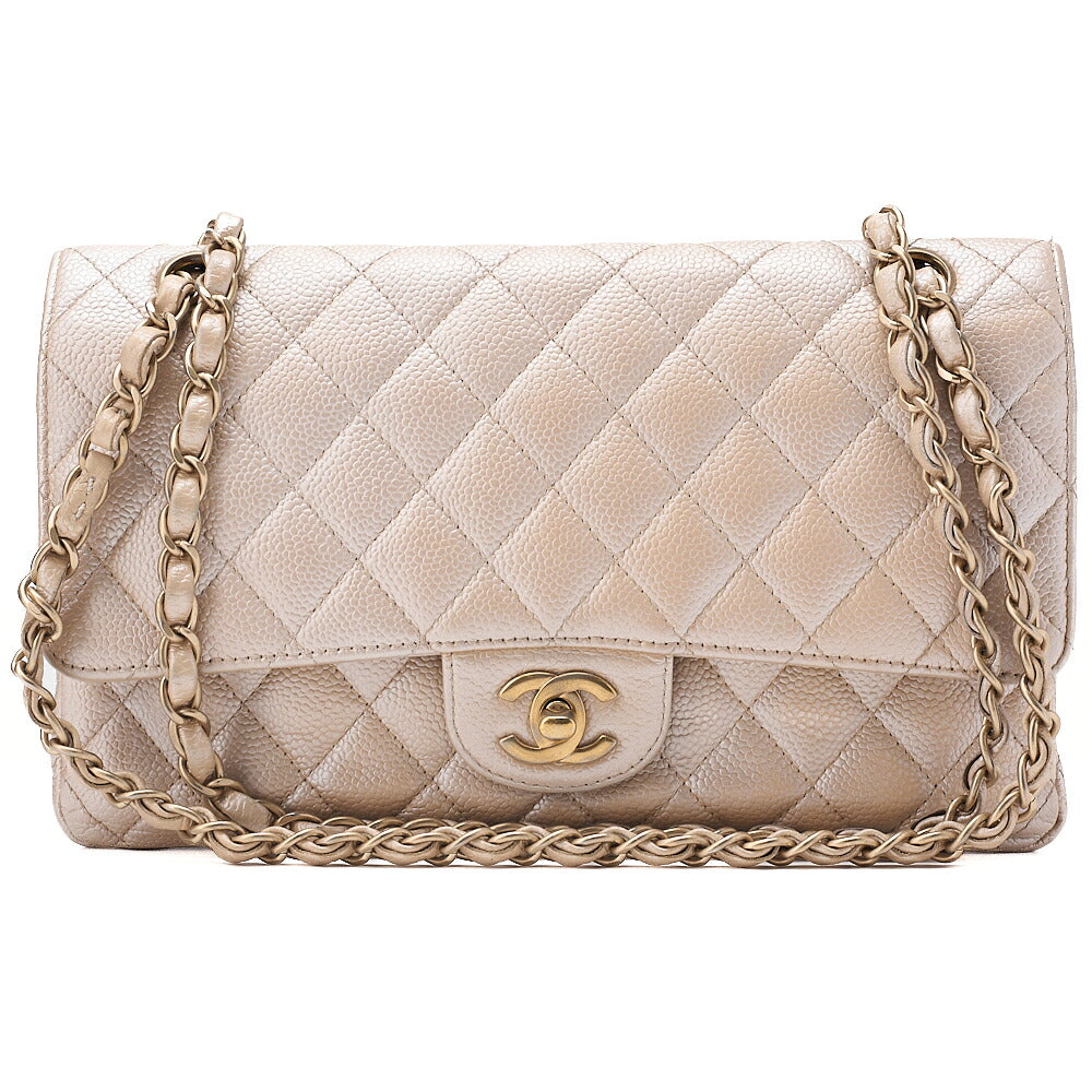 CHANEL Caviar Skin Matelasse 25cm W Flap Chain Shoulder Gold Gold-Tone Hardware, Pre-Owned